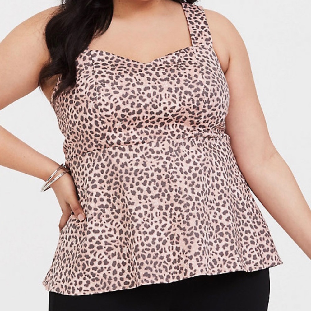 Torrid Leopard Sateen Peplum Top